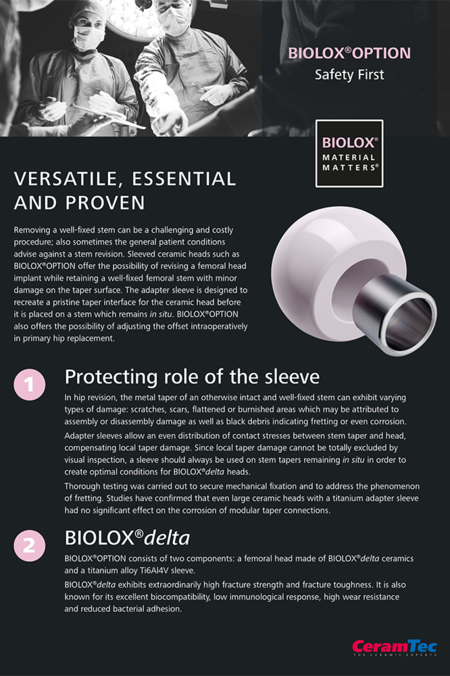 [Translate to Deutsch:] BIOLOX®OPTION Sleeved Ceramic Head