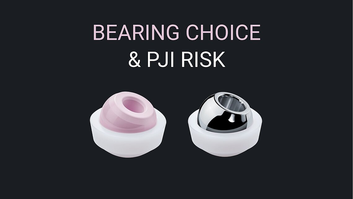 CoP ceramic liner and MoP metal femoral head in polyethylene cups, illustrating bearing surface choice and PJI risk in primary THA.CoP ceramic liner and MoP metal femoral head in polyethylene cups, illustrating bearing surface choice and PJI risk in primary THA.