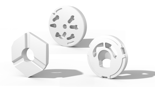 Three white Ceramic discs for Household and Sanitary Applications