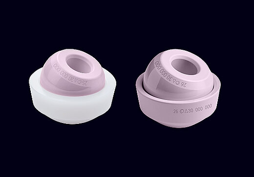 BIOLOX® ceramic femoral head with ceramic liner and with cross-linked polyethylene liner - two bearing couple options for total hip arthroplasty.